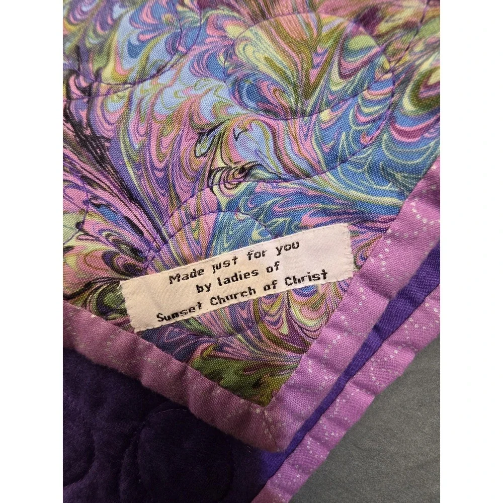 Handmade Purple bed quilt 71